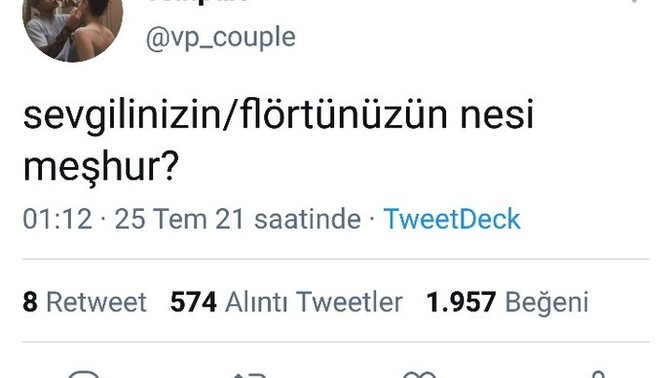 Sevgilinizin/Flörtünüzün nesi meşhur?