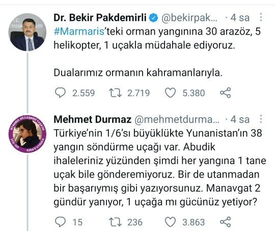 Tuğba Özay yangını söndürmek için daha çok uçak lazım dedi! Sizce haklı mı?