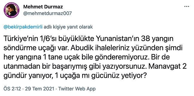 Marmariste yaşanan yangına tek bir uçakla müdahale edilmesine sosyal medyadan tepkiler geldi! Sizce haklılar mı?