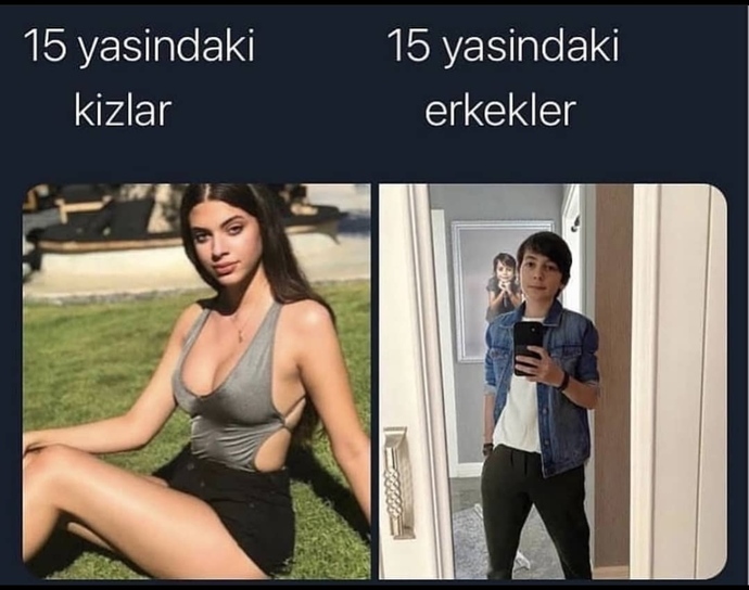 Kadınlar erkeklerden daha çabuk gelişiyor neden acaba şuraya bak ya çocuk bildiğin anaokulu ögrencisi gibi 🤣 ?