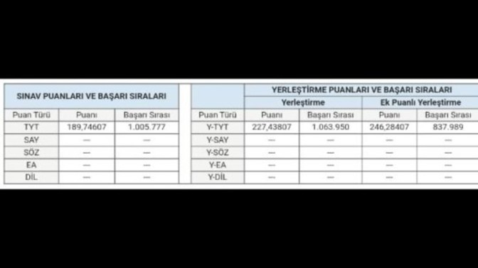 Puanım hangisi oluyor?