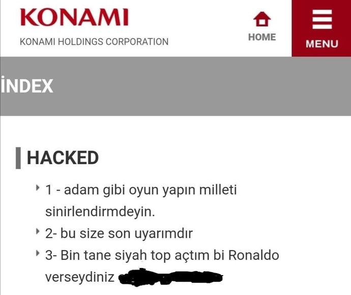 Konaminin bir Türk hacker tarafından ele geçirilişinin 1. yıl dönümü! Sinirlenince yapabileceklerinizin bir sınırı var mı?