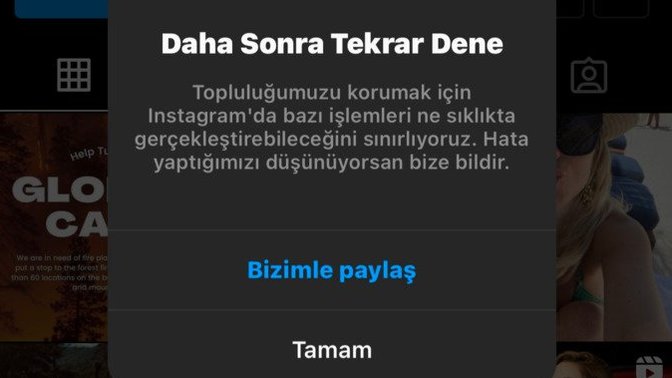 Instagram'da "Topluluğumuzu Korumak İçin Bazı Hareketleri Kısıtlıyoruz" Nedir? Nasıl Düzelir?