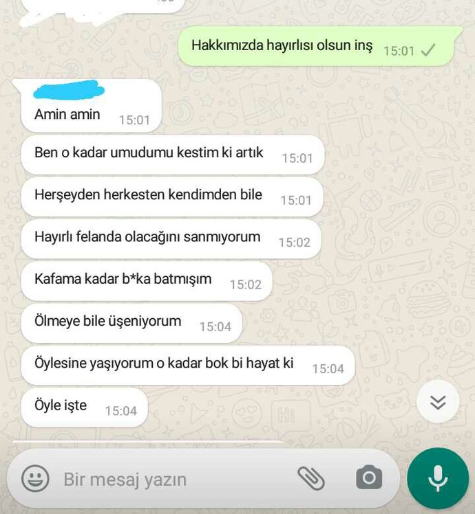 En son gönderdiğiniz mesaj nedir?