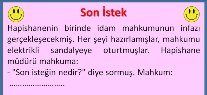 İdam edileceksiniz ve size son isteğinizi sordular. Ne isterdiniz?