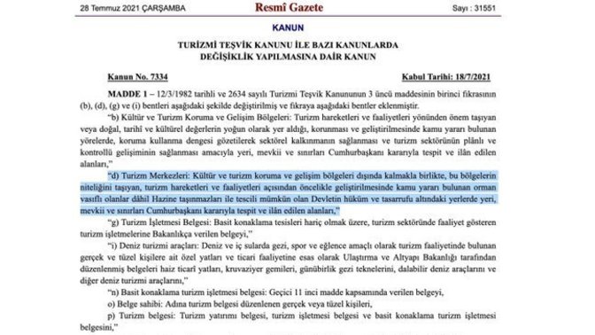 Tarkan'dan ormanları ranta açan düzenlemeye tepki?