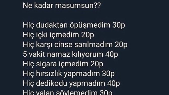 Ne kadar masumsun?