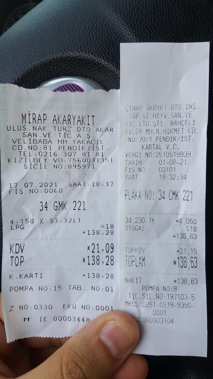 2 farklı benzinci, fiyatlar farklı, litre farklı ve tutar aynı. Nasıl oluyor?