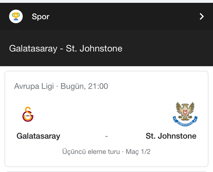 Galatasaray - St. Johnstone Avrupa Ligi 3. Eleme turunda ilk maçında avantajlı skor elde edebilir mi?
