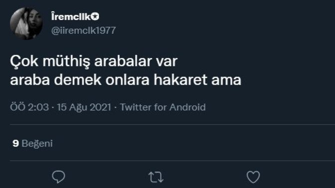 "Çok müthiş araba" dediğin araba modeli hangisi?