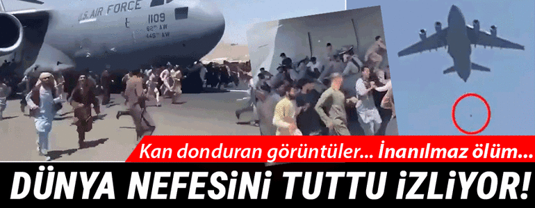 Siviller Afganistan’ı terk etmek için hava alanına koştular.