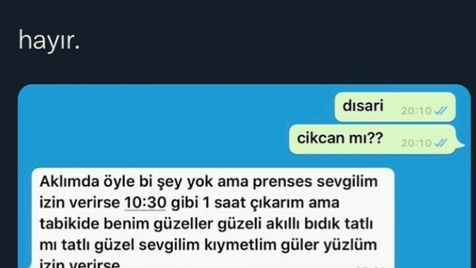 Sevgilinizden dışarı çıkmak için izin alır mısınız?
