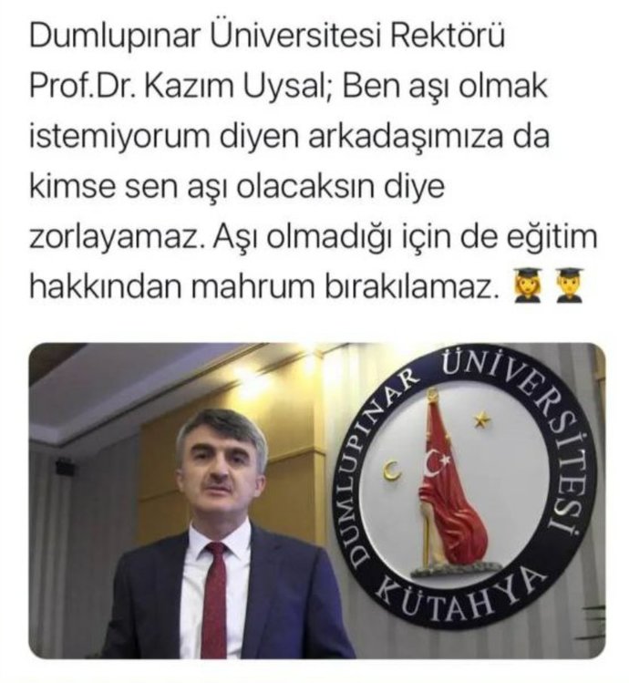 DPÜ Rektörü Kazım Uysal, Aşı olmadığı için kimse eğitim hakkından mahrum bırakılamaz dedi. Sizce diğer üniversiteler nasıl tepki gösterecek, aşılanma zorunlu mu olacak?