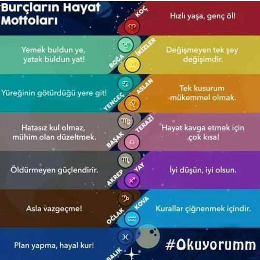Burcuna göre senin hayat motton nedir 😉 ?