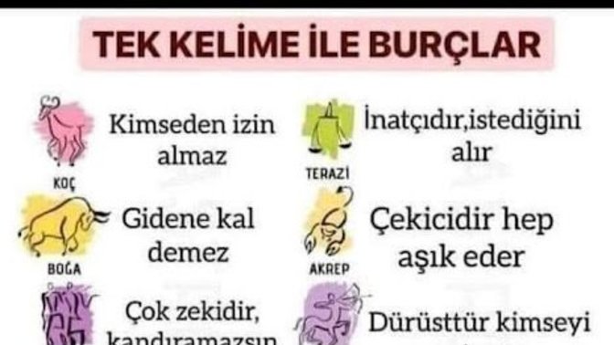 Tek kelime ile burçlar! Siz hangi burçsunuz?