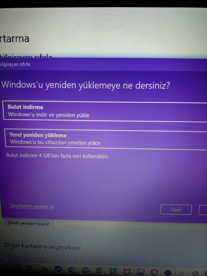 Bilgisayarımı sıfırlayacaktım da önüme bu çıktı hangisini seçmem mantıklı?