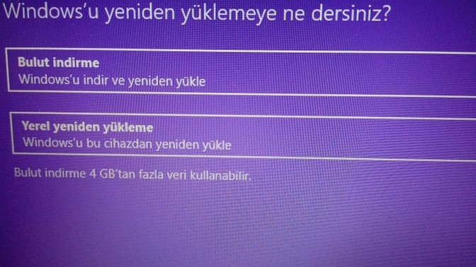 Bilgisayarımı sıfırlayacaktım da önüme bu çıktı hangisini seçmem mantıklı?