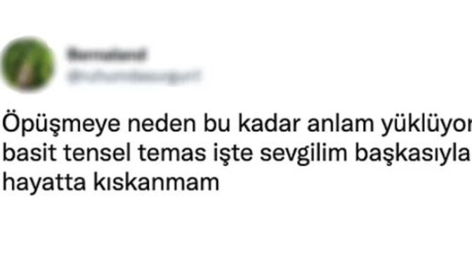‘Sevgilim başkasıyla öpüşse kıskanmam, çok anlam yüklüyorsunuz’ diye tweet atan kadına ne demek istersiniz?