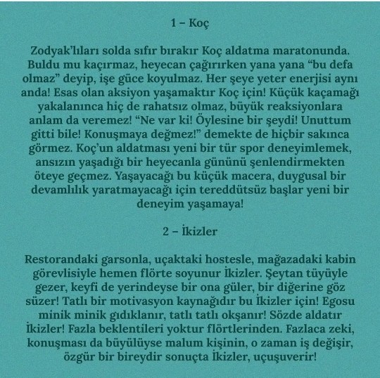 Hangi burç hangi derecede aldatıyor?
