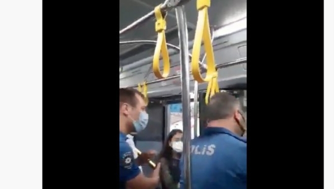 Maske takmadığı için bir kadına yapılan büyük saygısızlık?