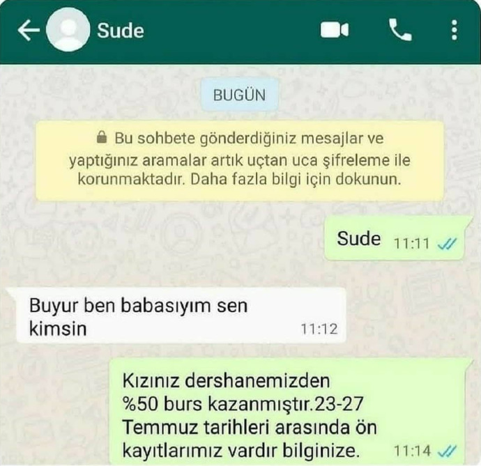 Sevgilinize attığınız mesaja; Buyur ben babasıyım cevabını alsanız tepkiniz ne olurdu?