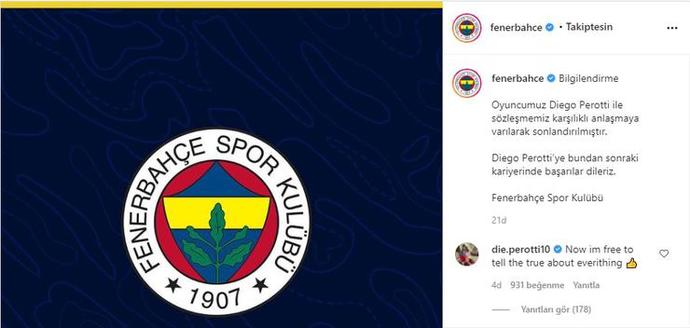 Diego Perotti-Fenerbahçe arasında gerginlik! Sizce Fenerbahçede neler oluyor?