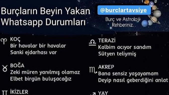 Burcumuzun beyin yakan Whatsapp durumları neymiş?