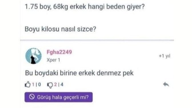 Sizin için erkek hangi boyda olmalıdır?