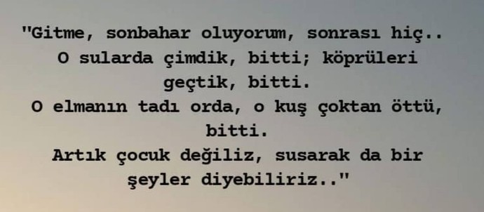 Sizden giden sevdiğinize; gitme, kal der misiniz?
