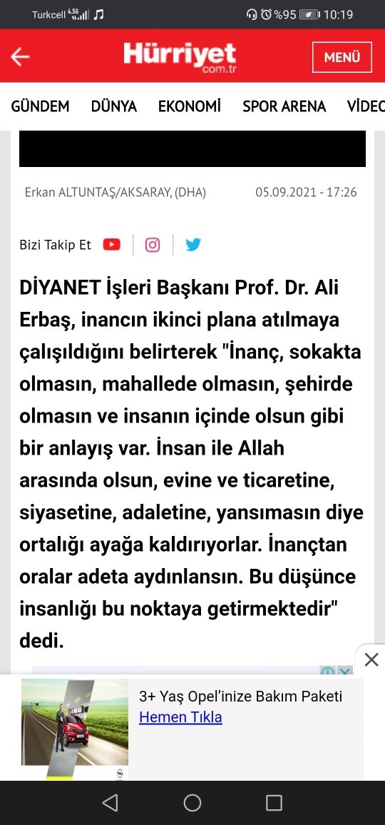 Diyanet İşleri Başkanı: İnanç sadece insan ile Allah arasında olmasın devlete de girsin dedi. Türkiye, karanlık çağa mi girecek?