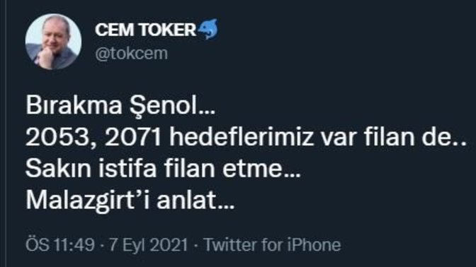 "Bırakma Şenol… 2053, 2071 hedeflerimiz var filan de.. Sakın istifa filan etme… Malazgirt’i anlat…” Şenol Güneş istifa etmeli mi?