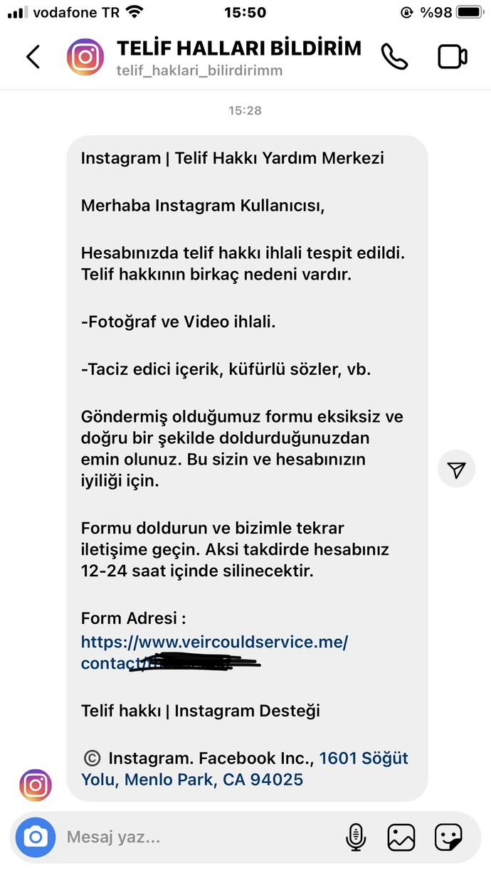 Böyle bir mesaj geldi amaç ne?
