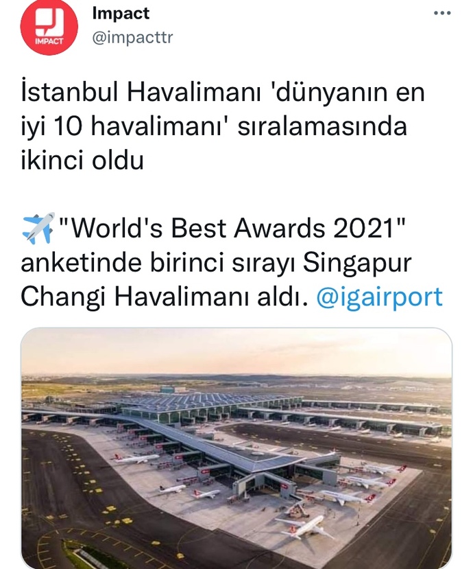 İstanbul Havalimanı Dünya’nın en iyi 2.’si oldu? Ne düşünüyorsunuz, kötülemeye çalışan cahiller utanmış mıdır?