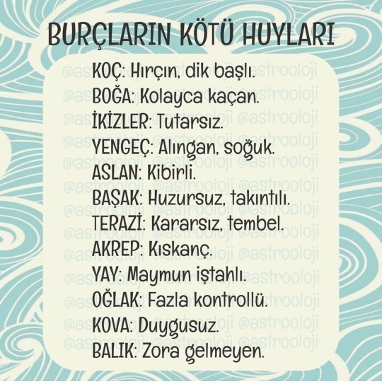 Burcunun kötü huyu nedir?