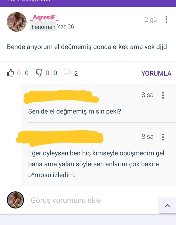 Üyeleri hedef alan paylaşım diye almayın hemen isime çizik attık fkfkfm