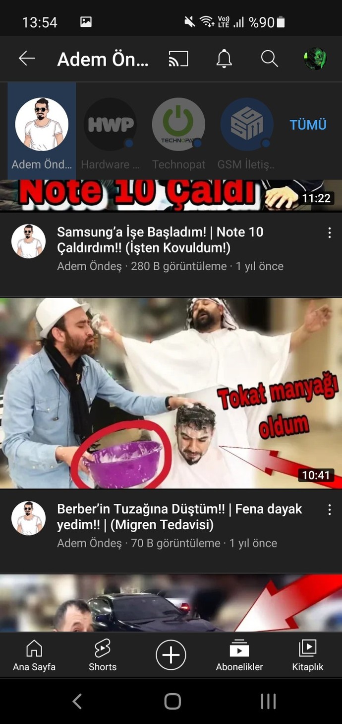 Takip ettiğin bir youtube kanalı var mı?