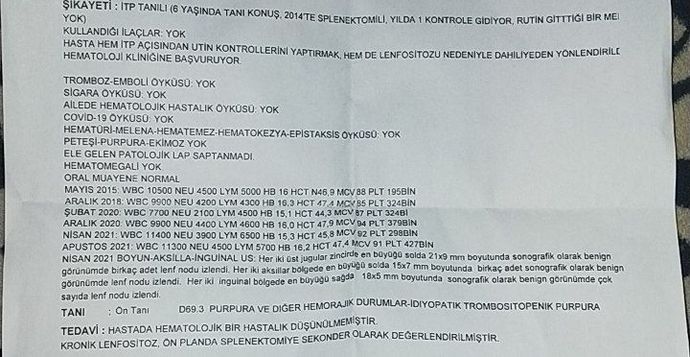 Hematoloji doktoru bu raporu verdi ama ne anlama geliyor? ?