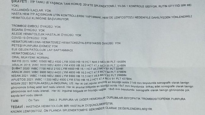 Hematoloji doktoru bu raporu verdi ama ne anlama geliyor? ?