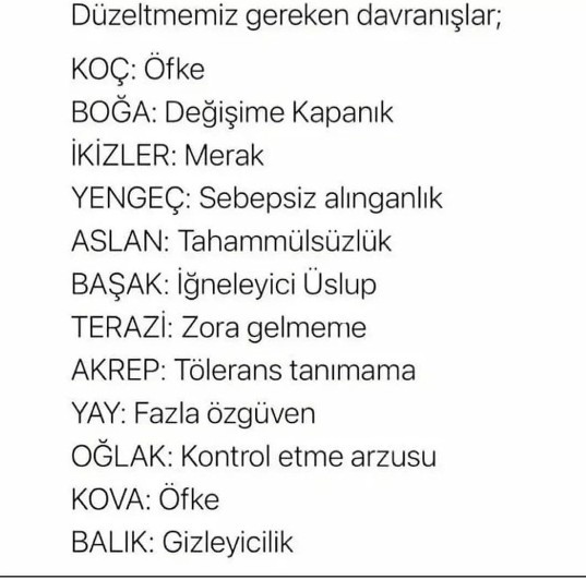 Senin neyi düzeltmen gerekiyor?