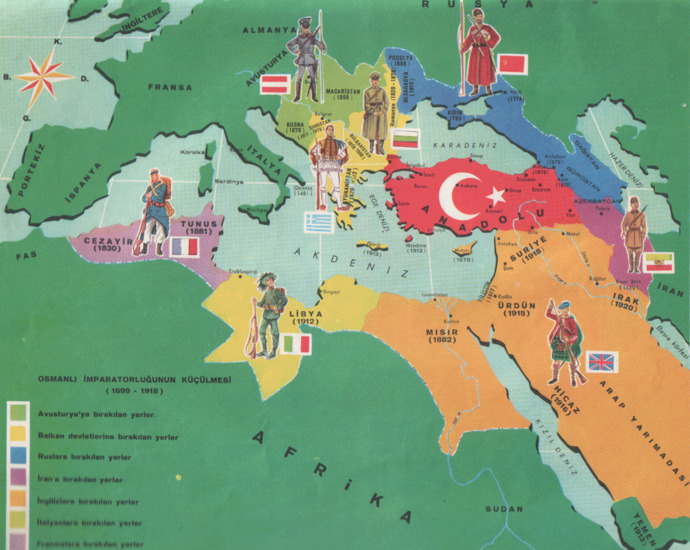 Osmanlının parçalanmasının gösteren bir harita