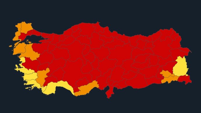 Güncel Türkiye korona virüs risk haritasına göre senin şehrin hangi renk?