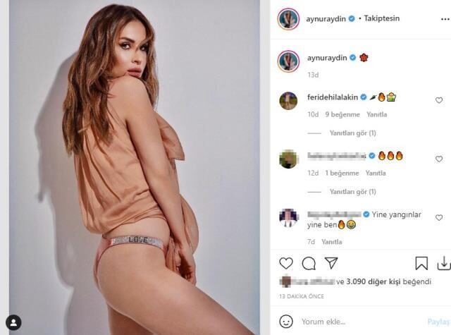 Aynur Aydının iç çamaşırlı aşk pozuna beğeni yağdı! Sence bu kadar güzel mi?