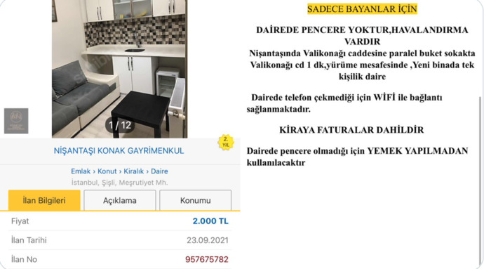 20 m2lik penceresiz odaya, ayda 2 bine kadın kiracı arayanlar neyin kafasını yaşıyor?