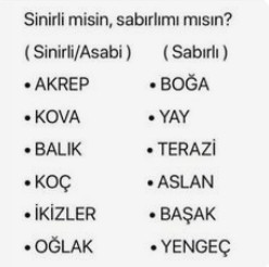Senin burcun sinirli mi yoksa sabırlı mı?
