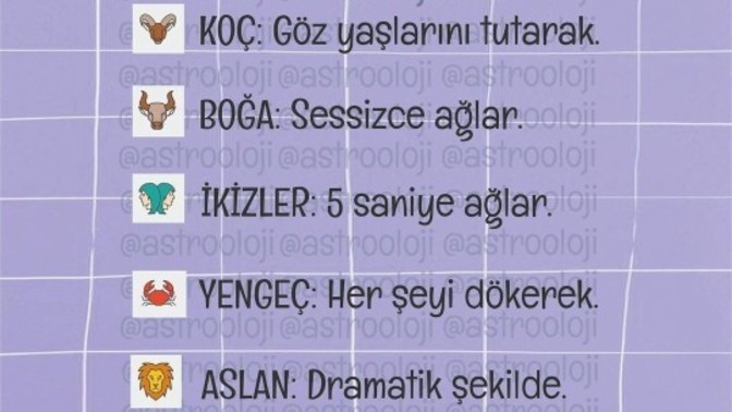 Senin burcun nasıl ağlar?