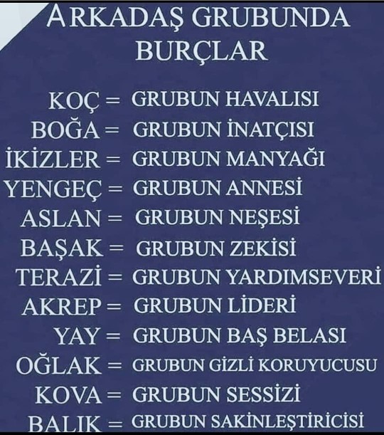 Burcuna göre arkadaş grubunda nasılsın acaba?