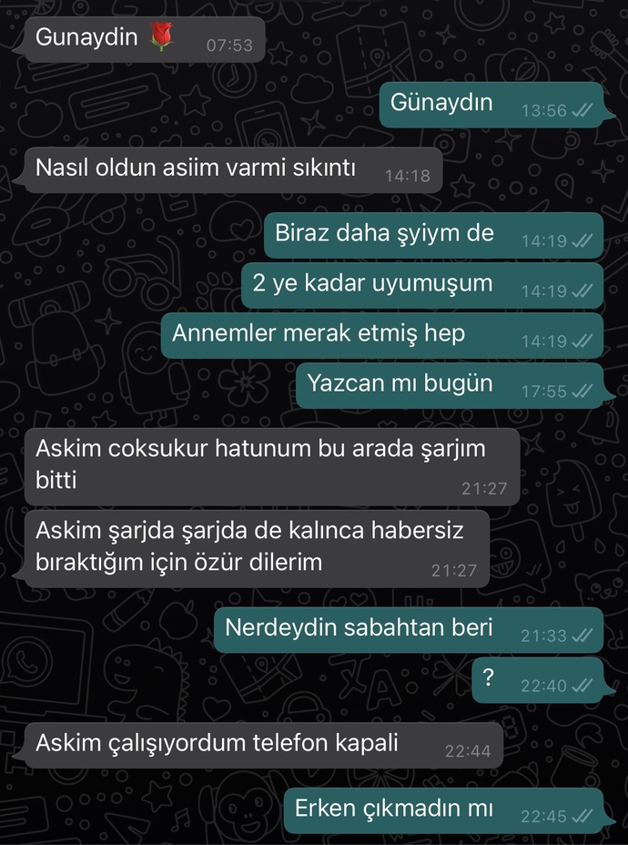Sevgilimin geç yazması?