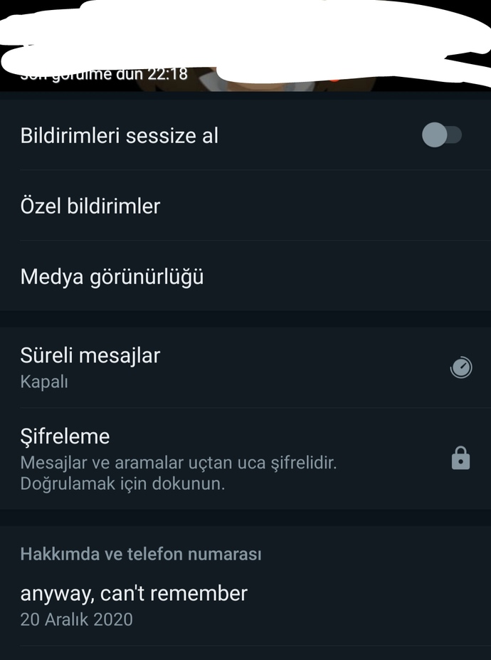 Whatsappda numarasi varken hakkımda kısmı gözüküyor numarasını silince hakkimda kısmı siliniyor neden?