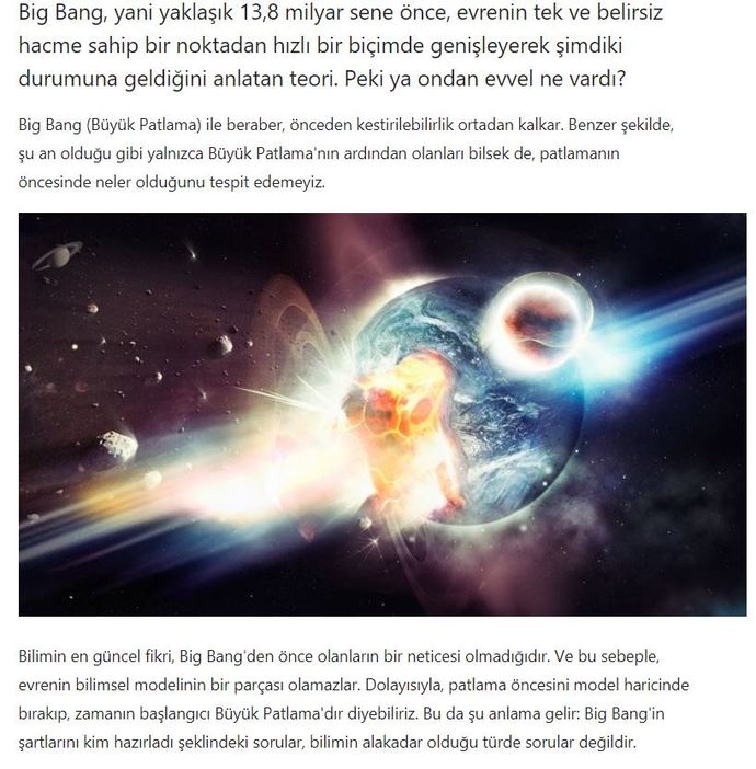 13,8 Milyar Yıl Önce Gerçekleştiği Kabul Edilen Büyük Patlamadan Önce Ne Vardı?