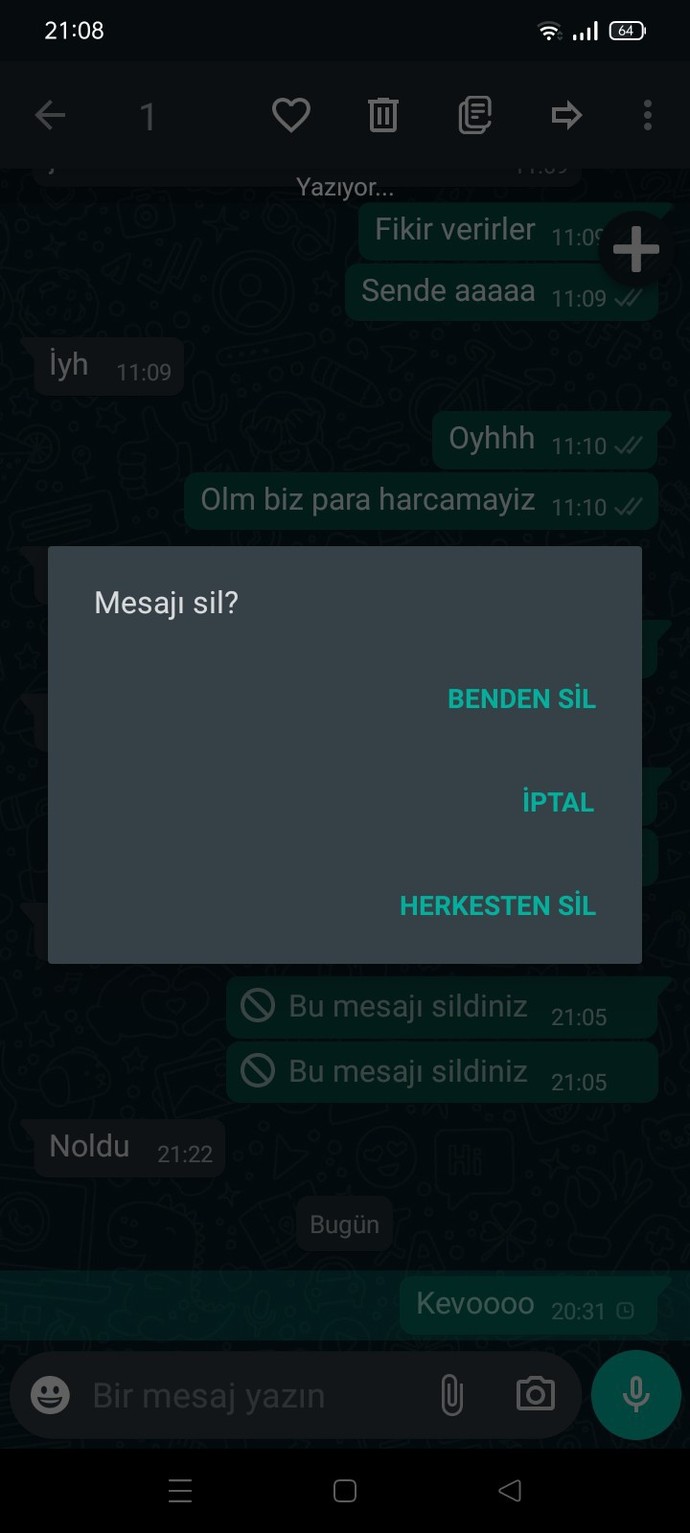 WhatsApp ta internet olupta mesaj gitmemesi?